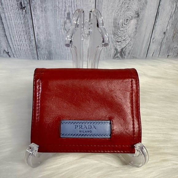 Prada Other - PRADA compact bifold leather wallet in red